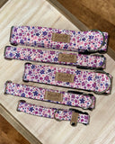 Purple Ditsy Spring Flowers Dog Collar