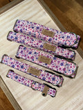 Purple Ditsy Spring Flowers Dog Collar