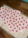 Strawberries on Pink Gingham Reversible Dog Bandana