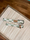 Sage Green Checkered Dog Collar