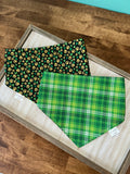 Glittery Green Plaid and Paw Prints Dog Bandana