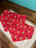 Red Reindeer Reversible Dog Bandana, Chirstmas