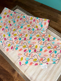Pink Christmas Lights Reversible Dog Bandana