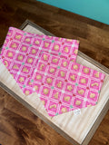 Pink Gingerbread and Sparkly Santa Reversible Dog Bandana