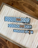 Navy Wavy Checkerboard Dog Collar