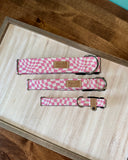 Pink Wavy Checkerboard Dog Collar