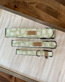 Bright Green Daisies Dog Collar