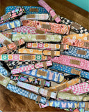 Summer Checkerboard Flowers Dog Collar