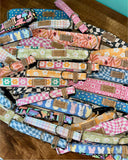 Retro Pink Flowers Dog Collar