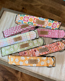 Summer Checkerboard Flowers Dog Collar