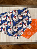 Shark Attack on Dark Blue Reversible Dog Bandana