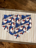 Shark Attack on Dark Blue Reversible Dog Bandana