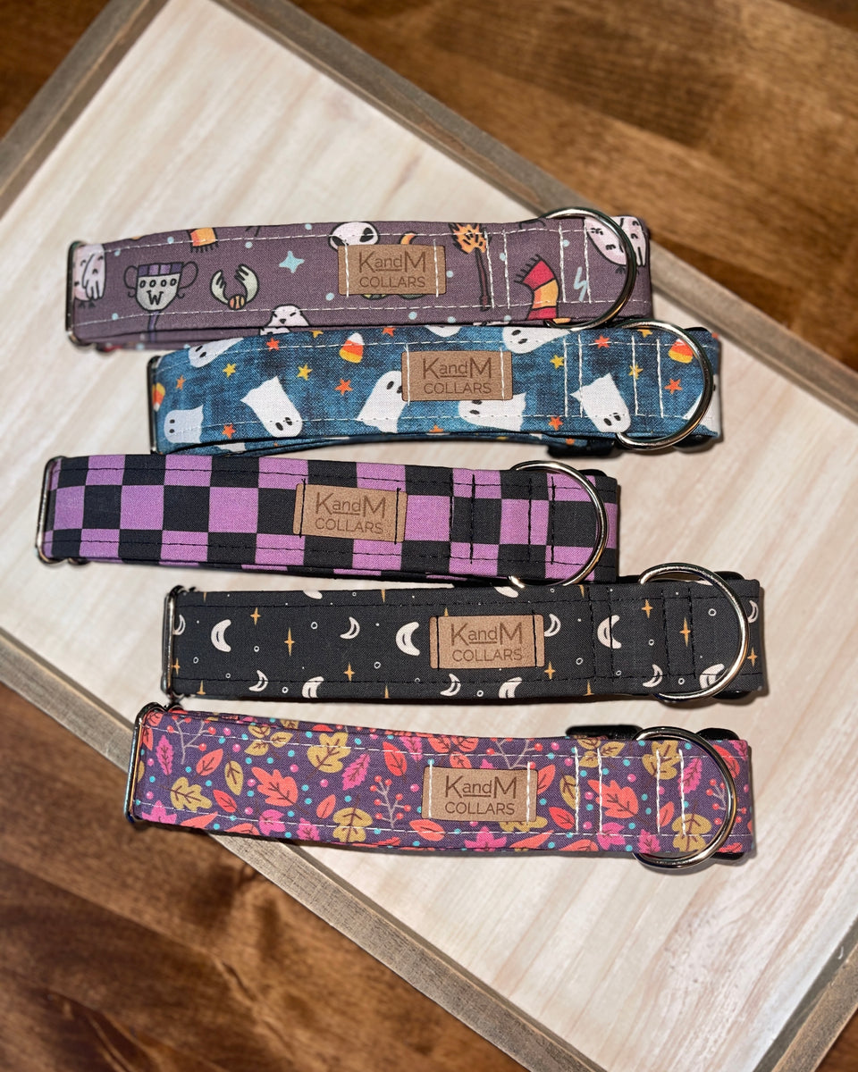 Purple and Black Checkered Dog Collar K and M Collars