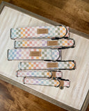 Pastel Rainbow Checkerboard Dog Collar