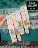 Pastel Rainbow Checkerboard Dog Collar