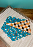 Teal Trick or Treat Reversible Dog Bandana