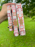 Checkered Boho Flowers Dog Collar