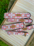 Checkered Boho Flowers Dog Collar
