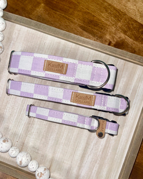 Lavender Checkered Dog Collars