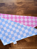 Blue and Pink Checkered Reversible Dog Bandana