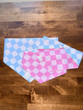 Blue and Pink Checkered Reversible Dog Bandana