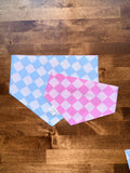 Blue and Pink Checkered Reversible Dog Bandana