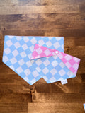 Blue and Pink Checkered Reversible Dog Bandana