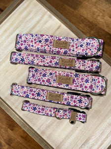 Purple Ditsy Spring Flowers Dog Collar