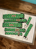 Beer and Pretzels on Green Dog Collar