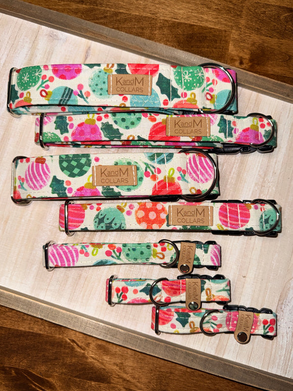 Watercolor Christmas Ornaments Dog Collar