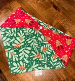 Red Reindeer Reversible Dog Bandana, Chirstmas