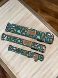 Gingerbread on Dark Teal Dog Collar, Christmas