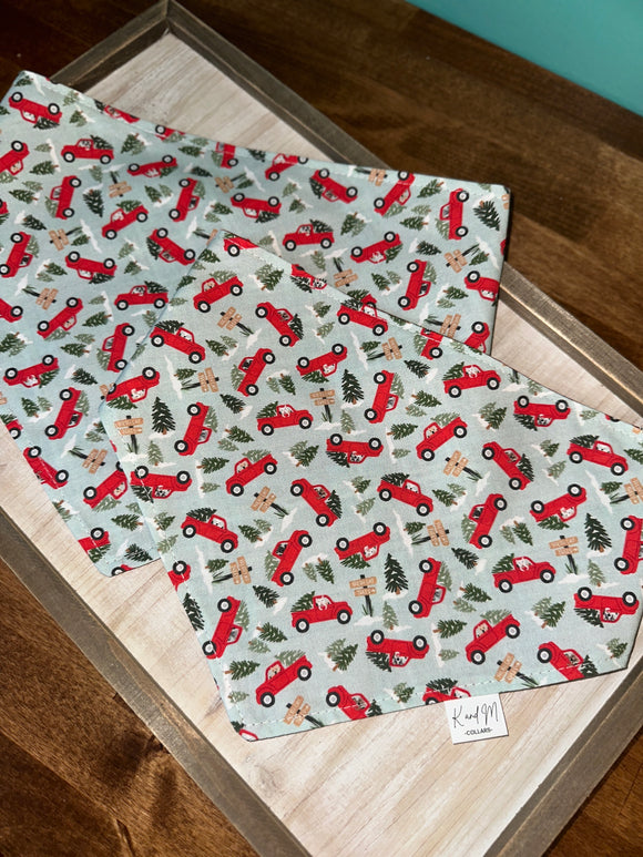 Christmas Tree Trucks Reversible Dog Bandana