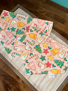 Pink Christmas Cookies Reversible Dog Bandana