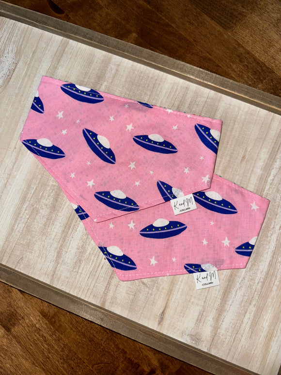 Pink UFO Reversible Dog Bandana