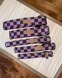 Purple and Black Checkered Dog Collar