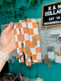 Orange and White Checkerboard Dog Collar / Tennessee